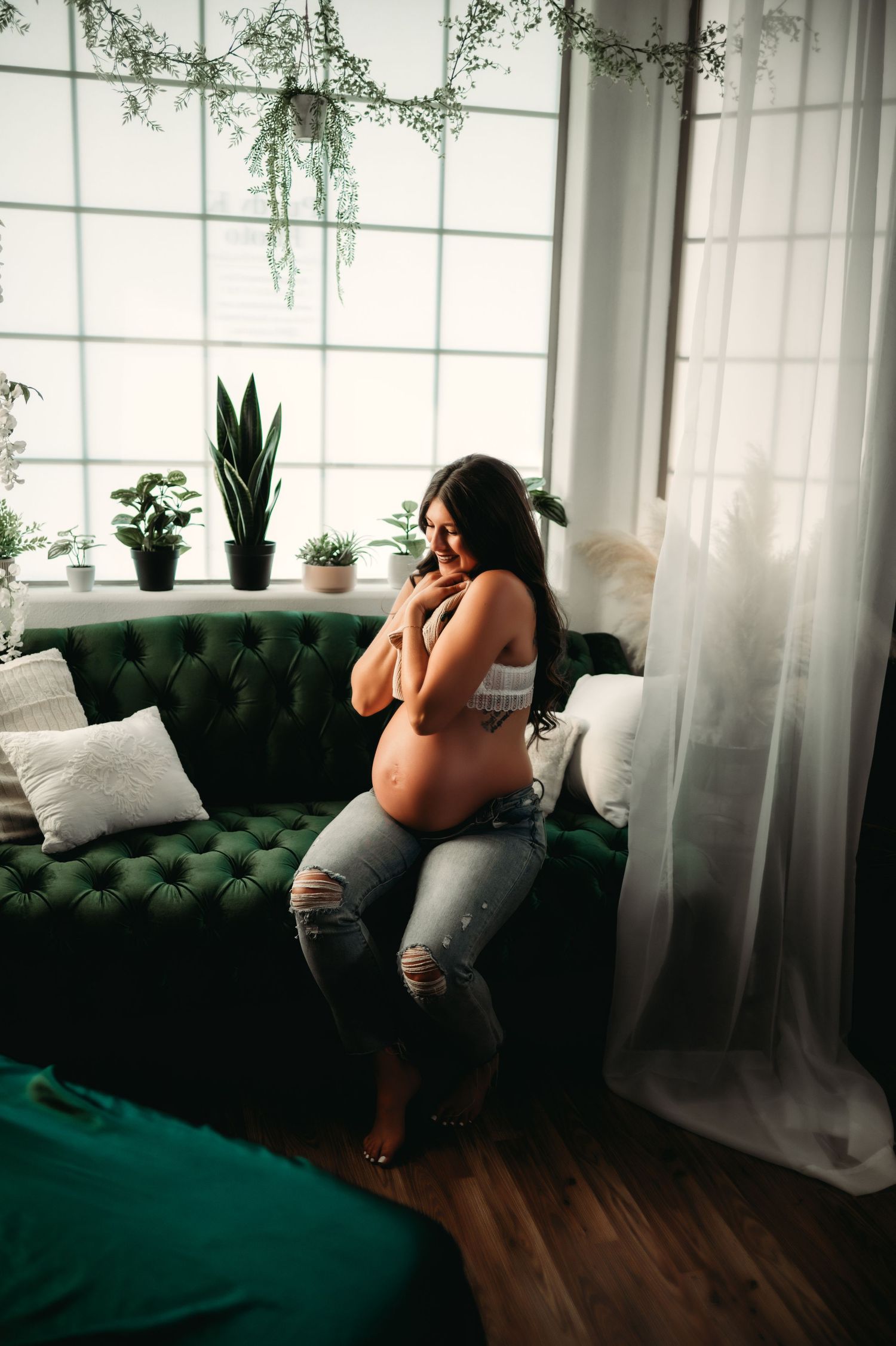 Pregnant mother smiling