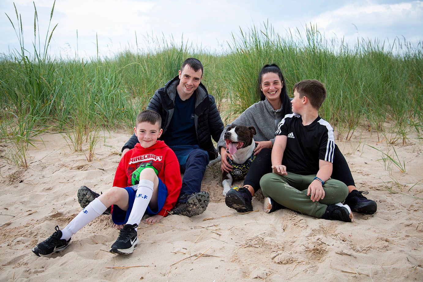 Emma and family and Lossiemouth beach