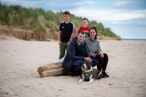 Emma and family and Lossiemouth beach