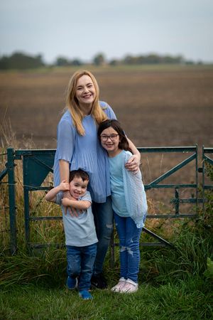 Jane and family at Duffus castle