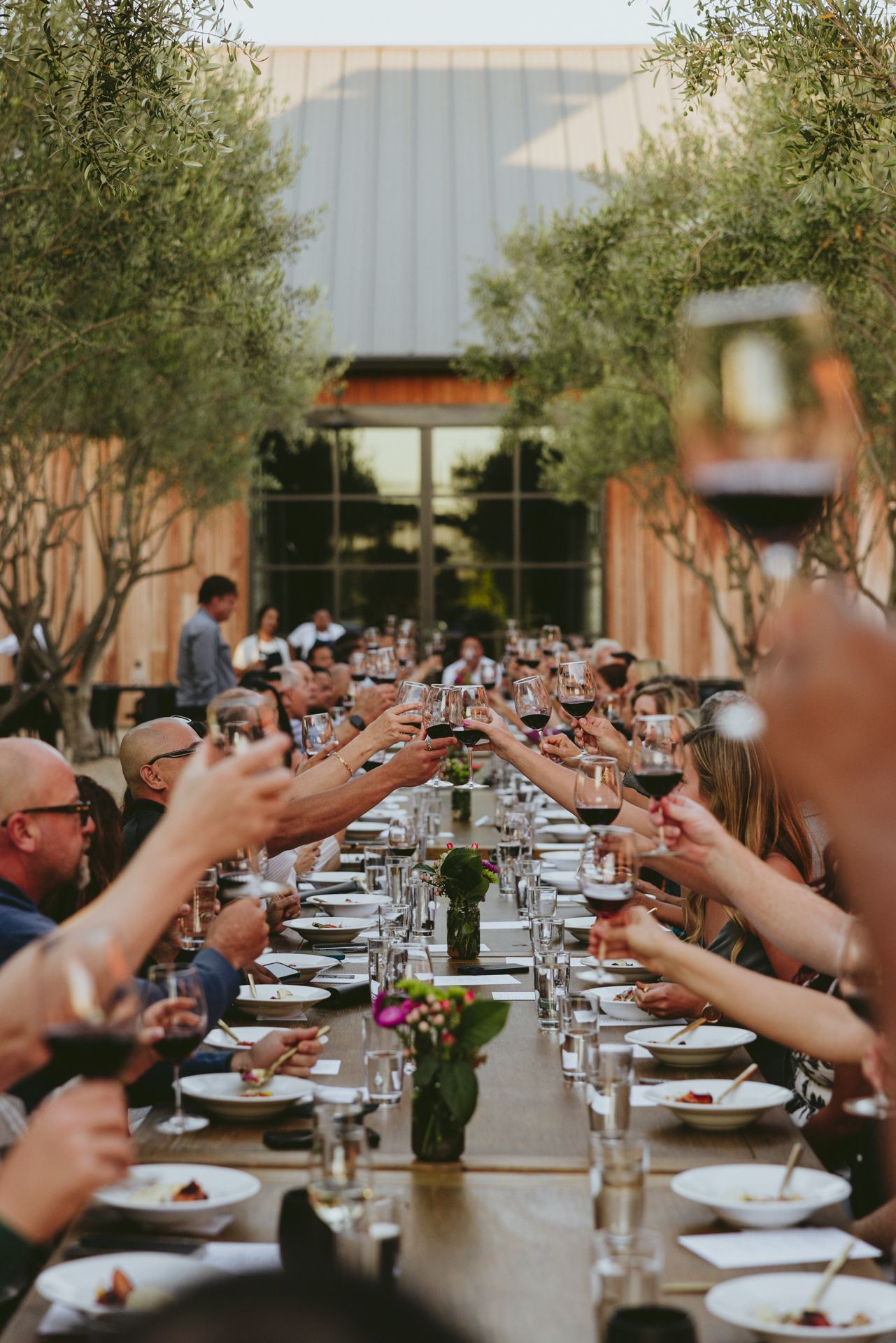 A winemaker's hand holding white wine grapes in Cambria, California