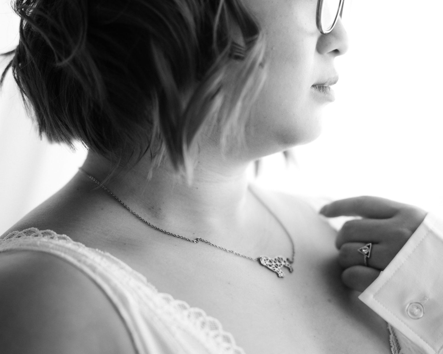 Black and white luxury editorial boudoir photograph by Mimi Frank Photography in Edmonton, Alberta, Canada