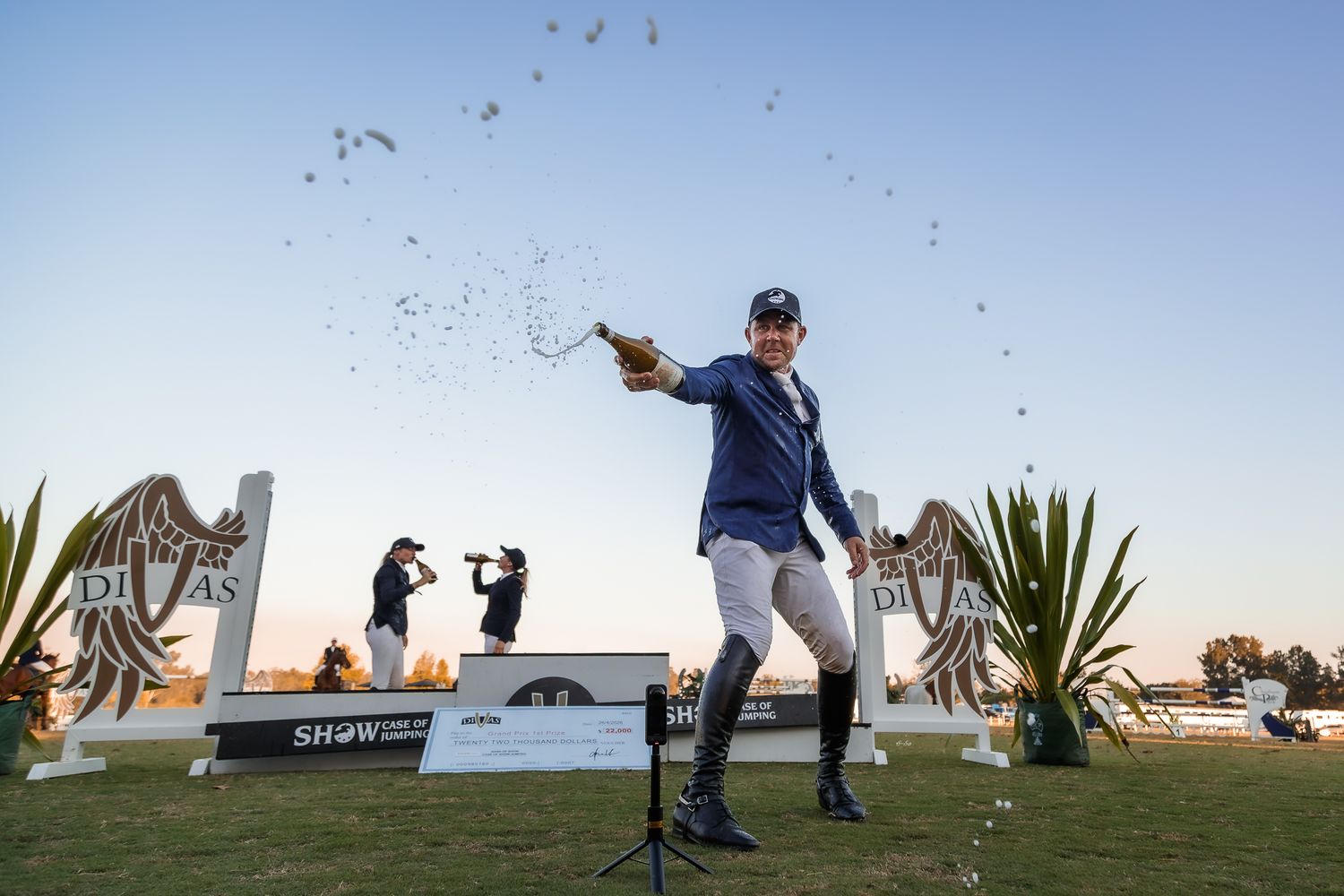 The Divas Beverages Grand Prix podium at Showcase of Showjumping. © Simon Scully, 2026.