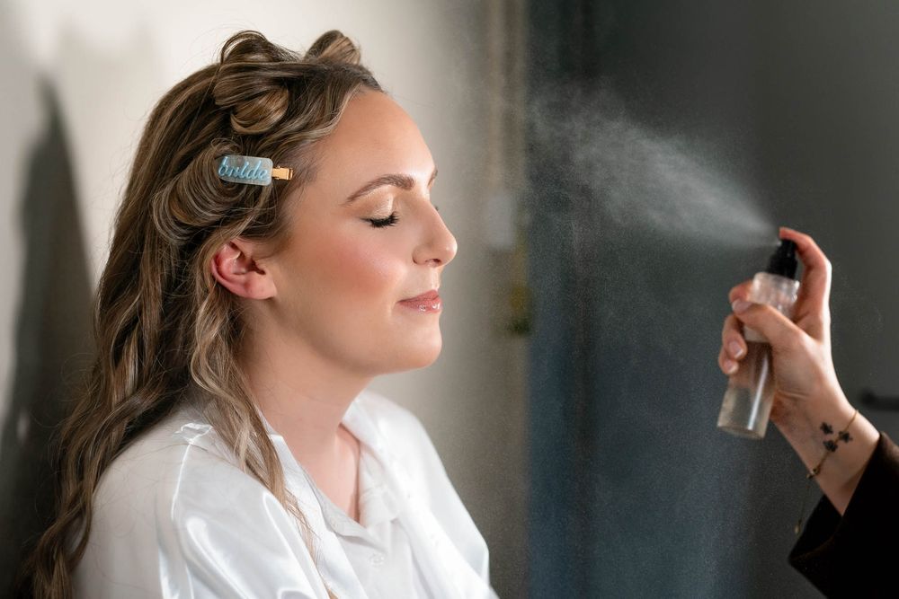 Bridal prep at a Corn Barn Wedding in Devon