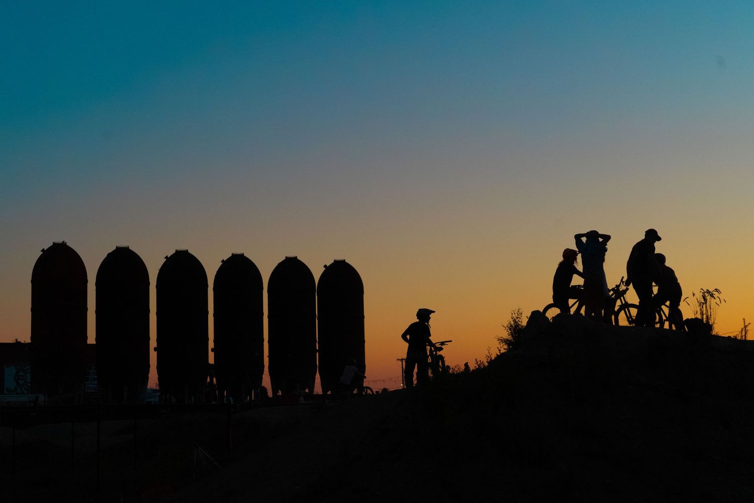 Sunset mountain bikers