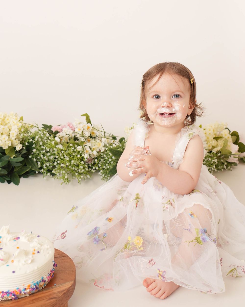 Local studio personality portrait for a milestone session with a one year old in Augusta, Georgia and CSRA this included a cake smash