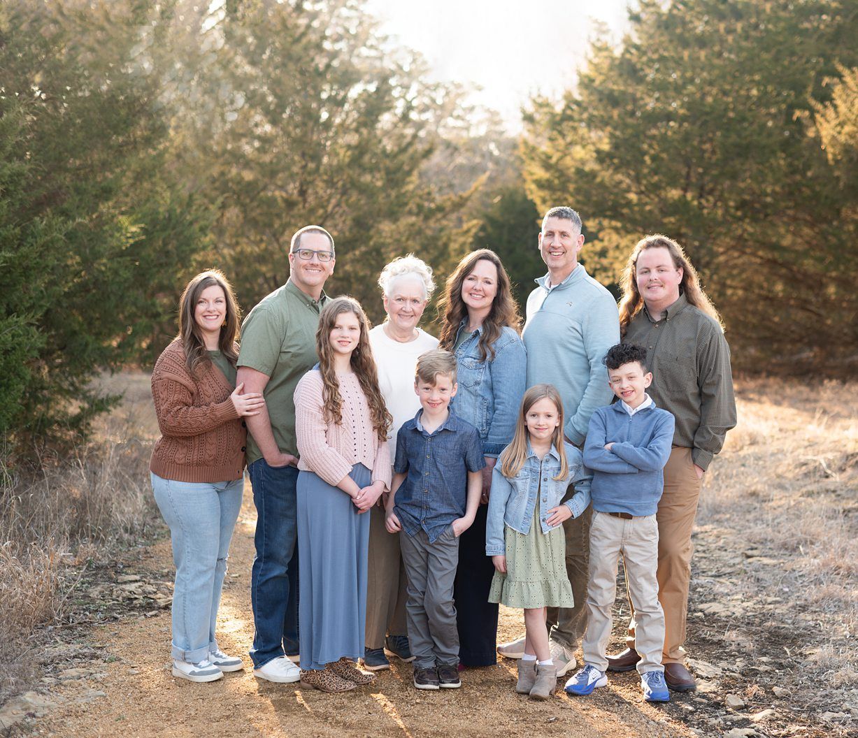 Extended Family Session in Field of Evergreens by Bartlesville Family Photographer Kristi Bray Photography