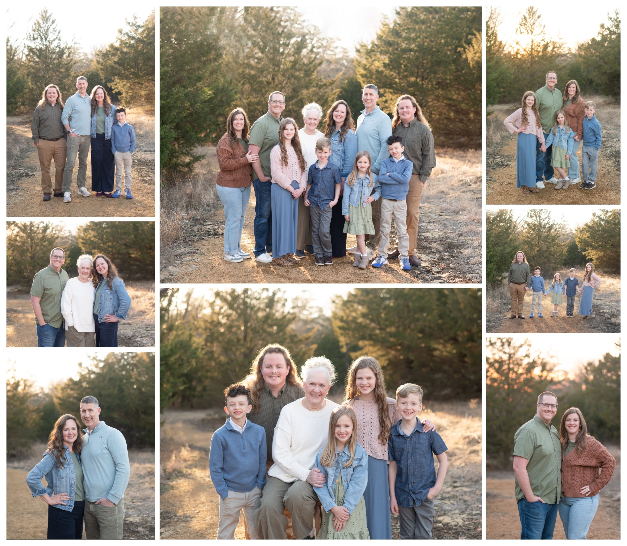 Extended Family Session in Field of Evergreens by Bartlesville Family Photographer Kristi Bray Photography