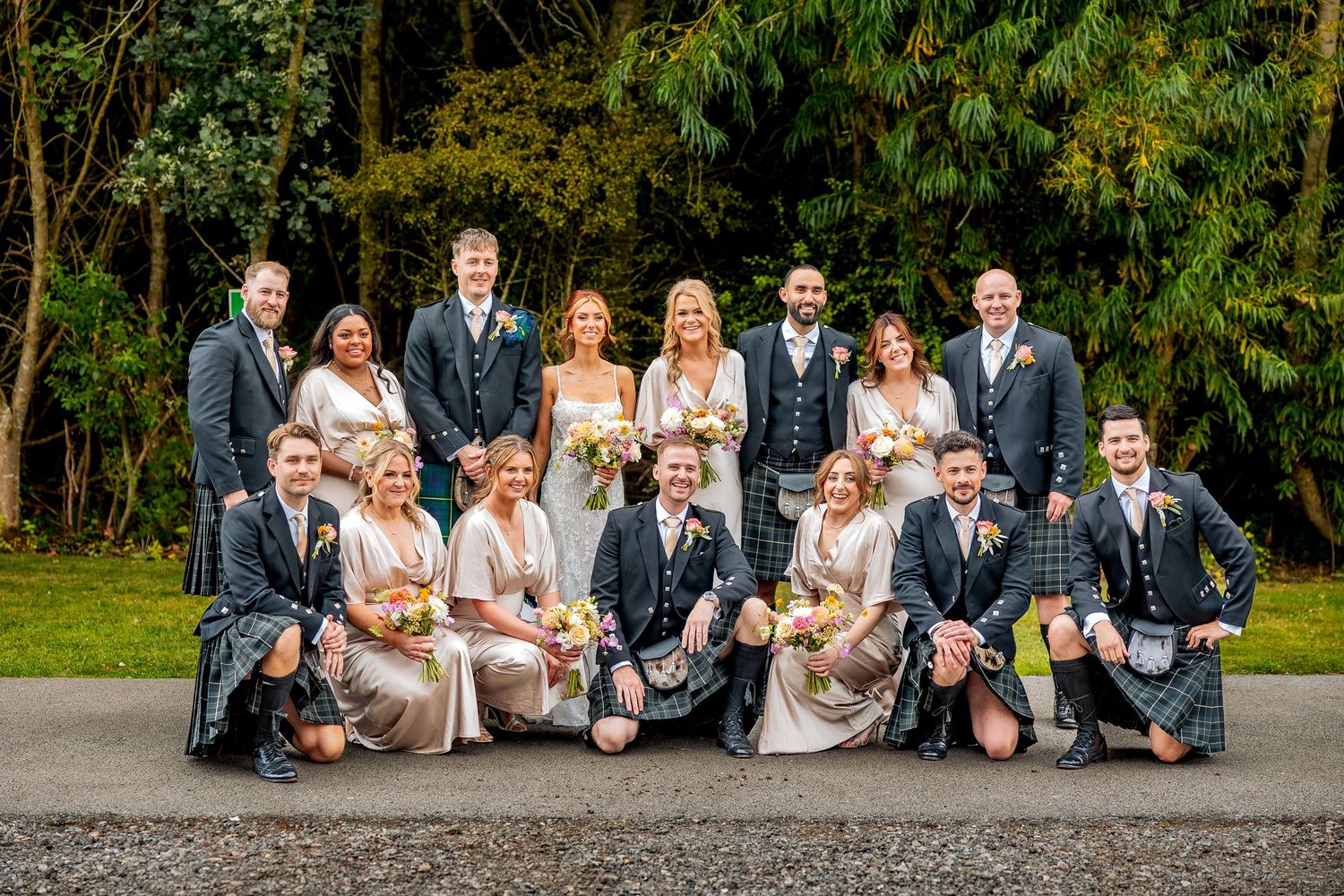 fun group photography at a Yorkshire wedding.