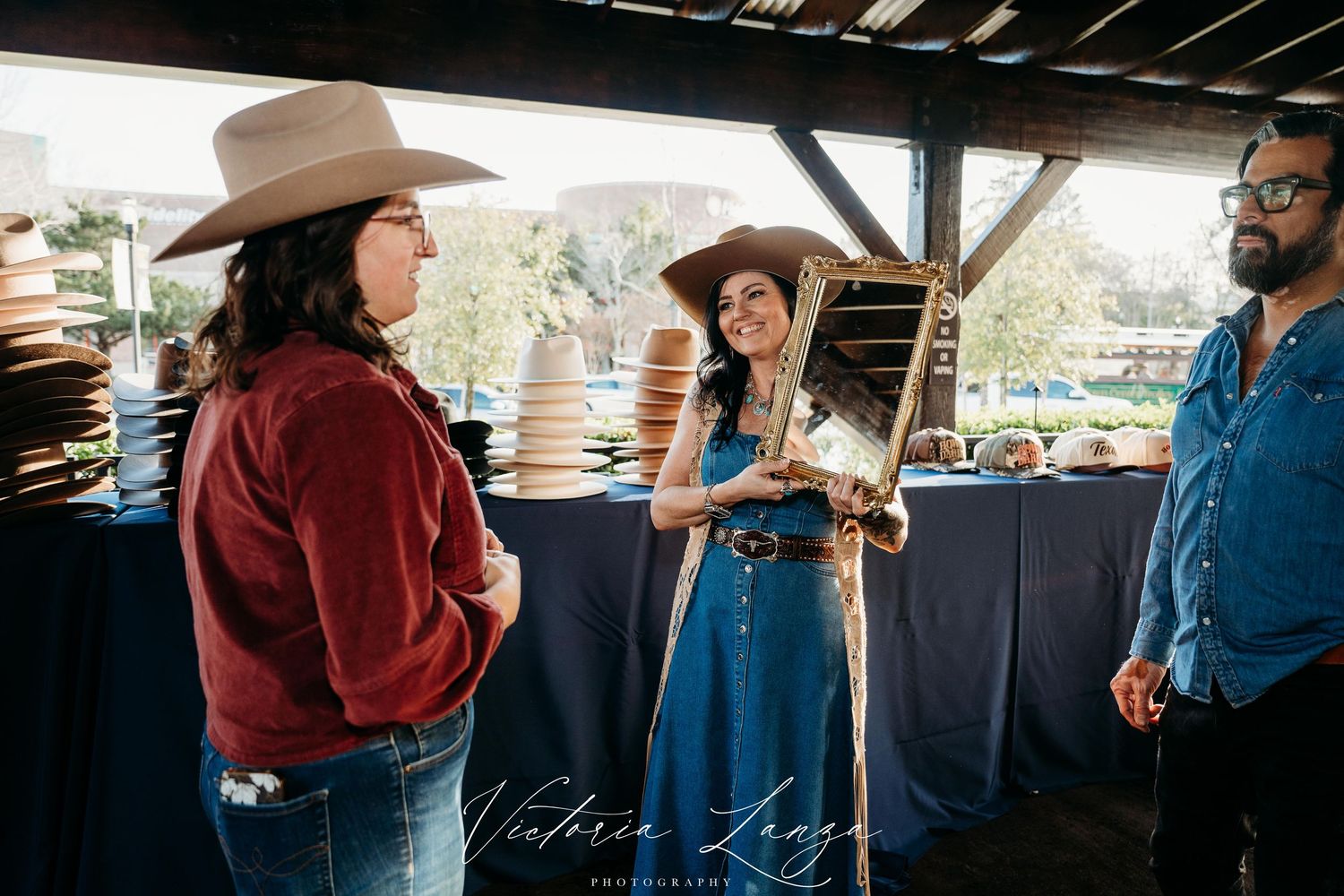 Flea Style hat bar experience creating custom cowboy hats for charity fundraiser