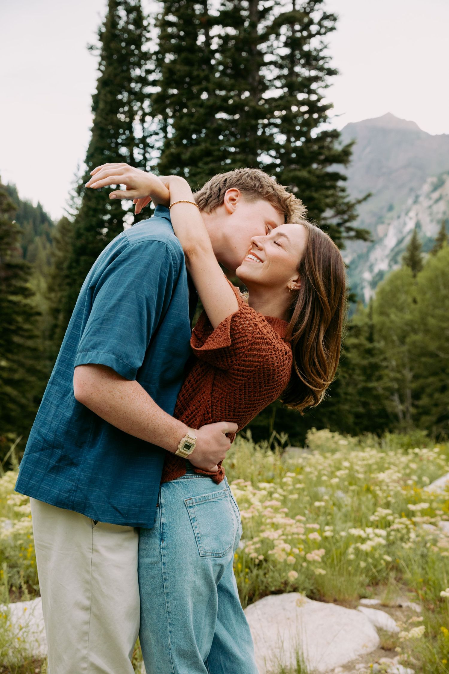 Couple photo session in the mountains by Albion Basin Utah.