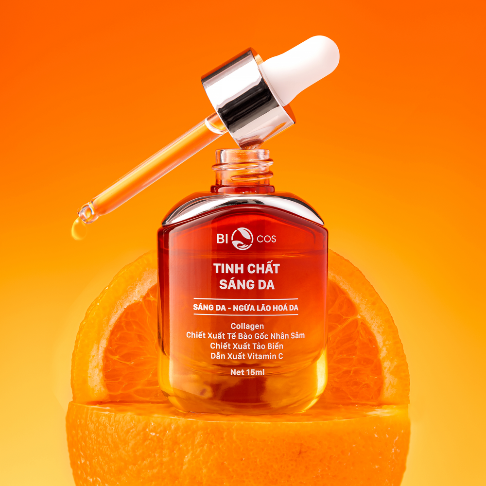Chụp ảnh serum skincare cao cấp với concept màu sắc nổi bật