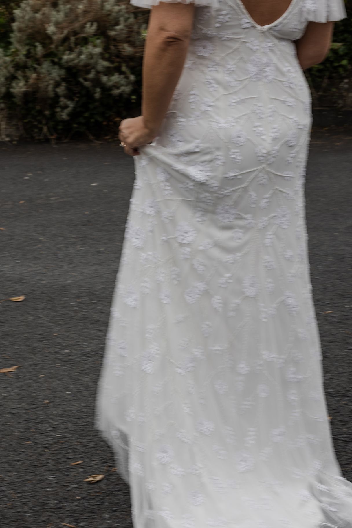 Bride walking toward groom for first look in Ireland.