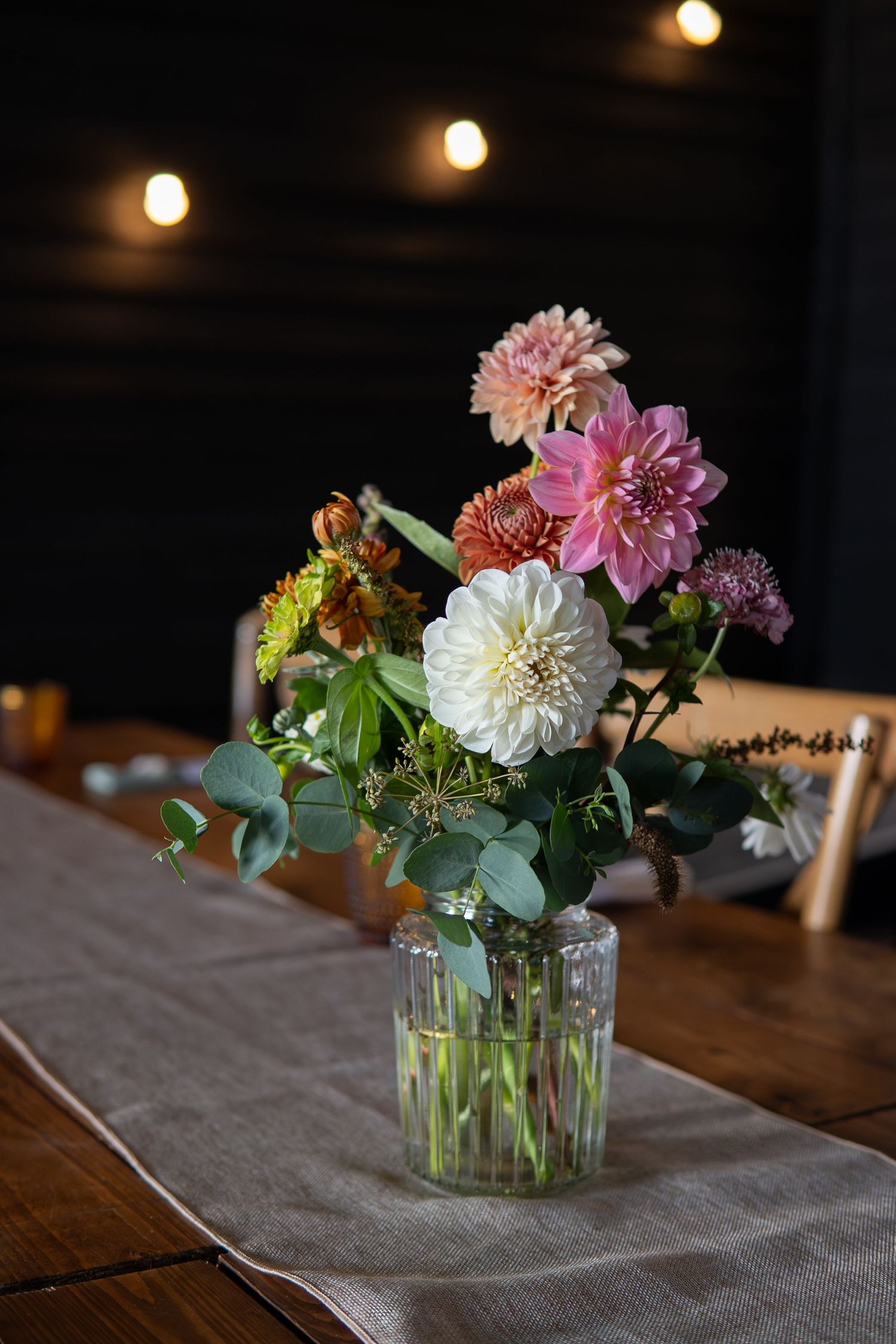 Beautiful 'just picked' flowers at a wedding in Kent