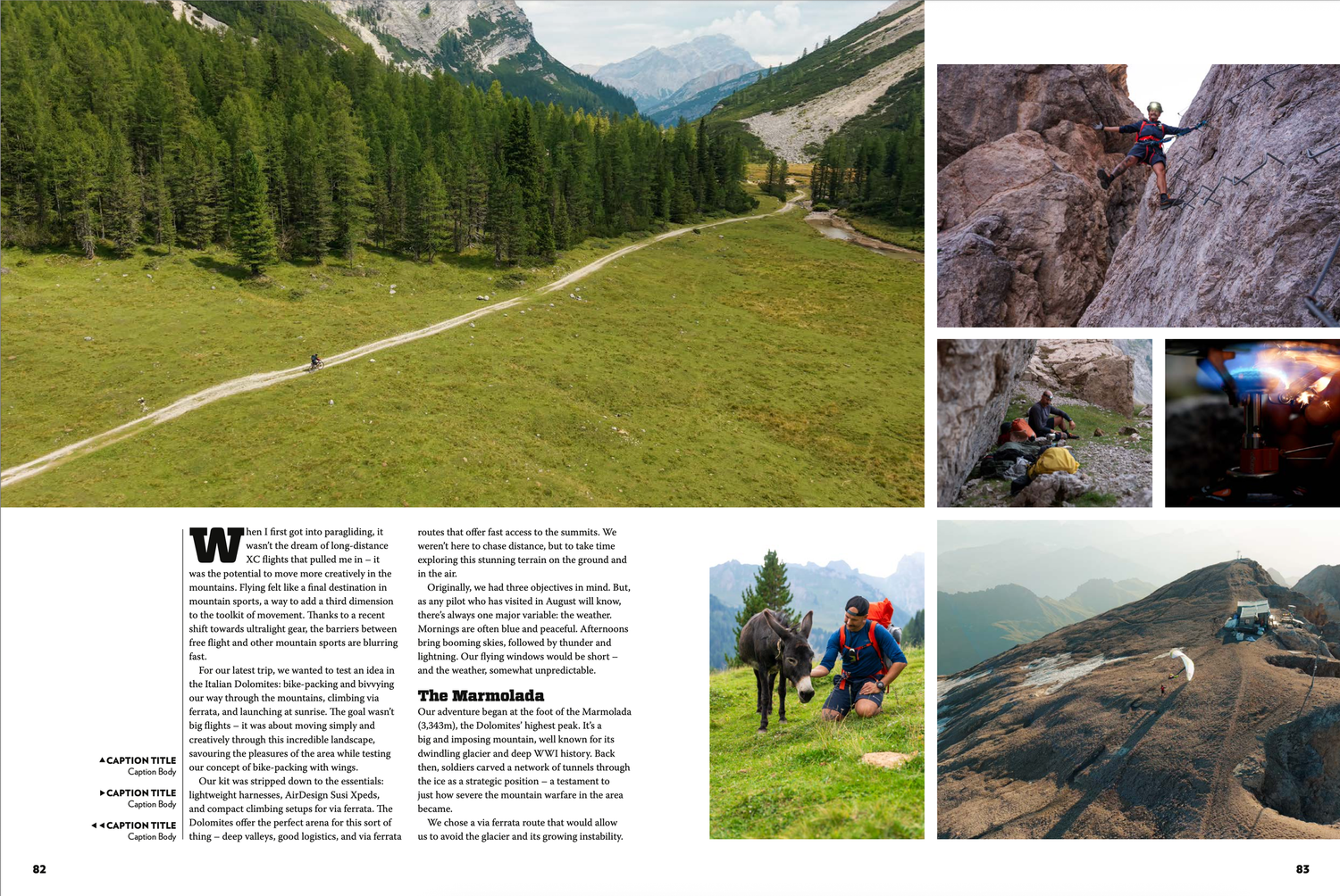 A scenic mountain hiking trail winds through green alpine meadows with dramatic peaks in the background.