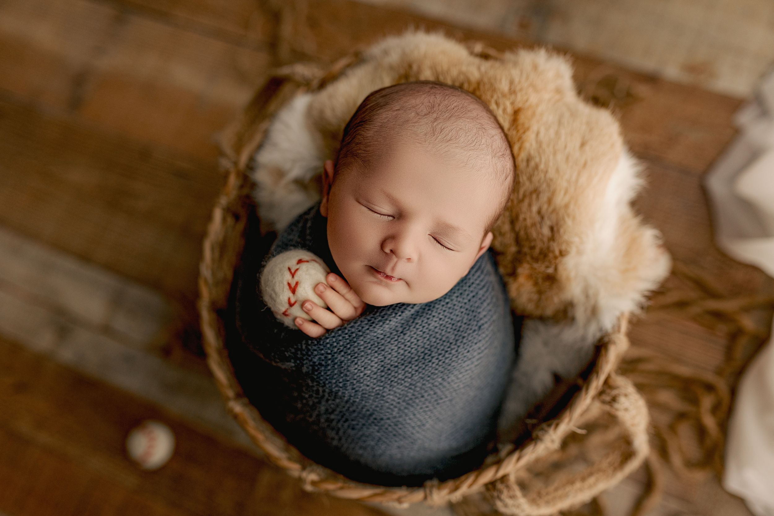 Bailey's Photography | Wrapped Newborn Baby in Basket | Scioto County OH Studio
