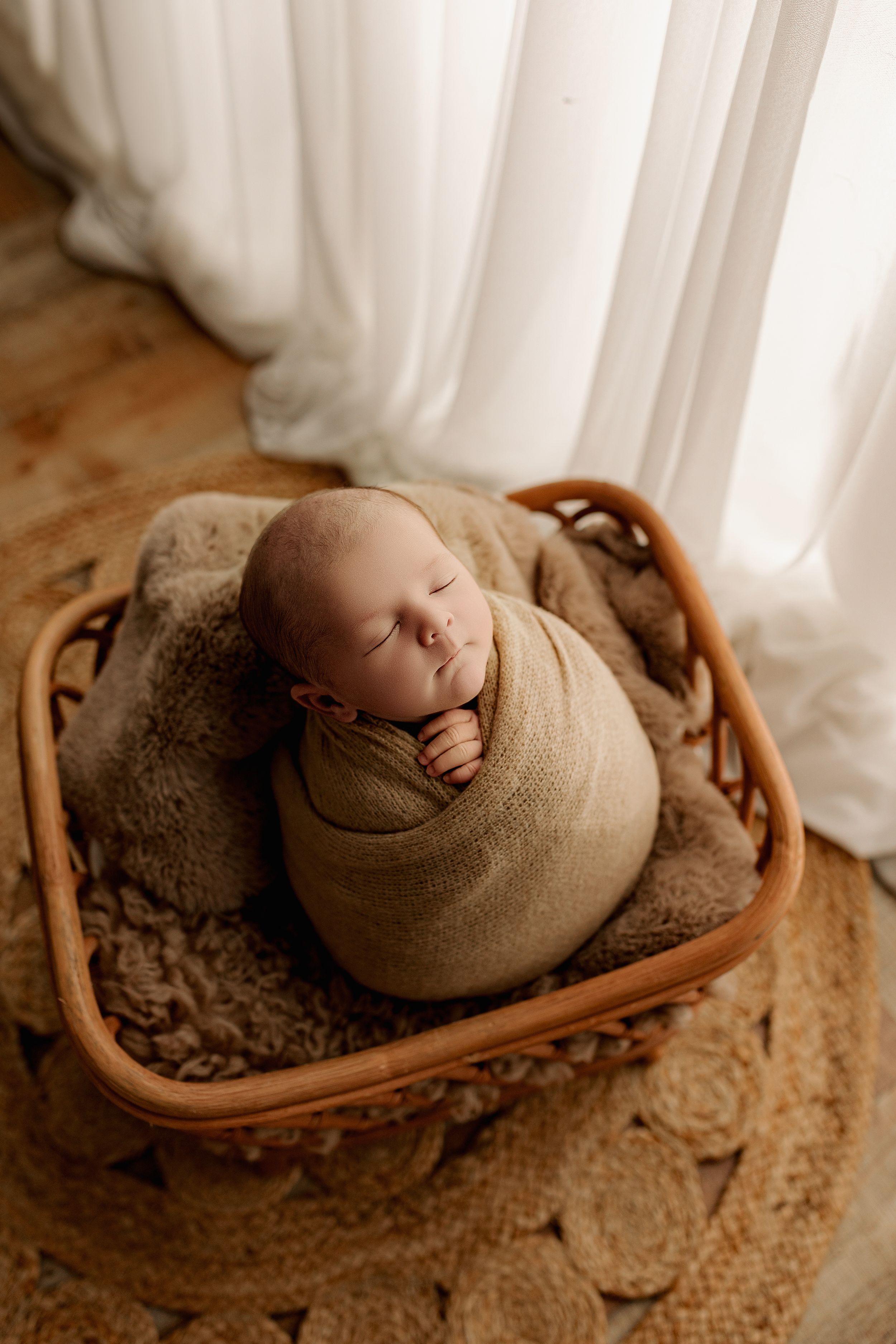 Bailey's Photography | Wrapped Newborn Baby in Basket | Scioto County OH Studio