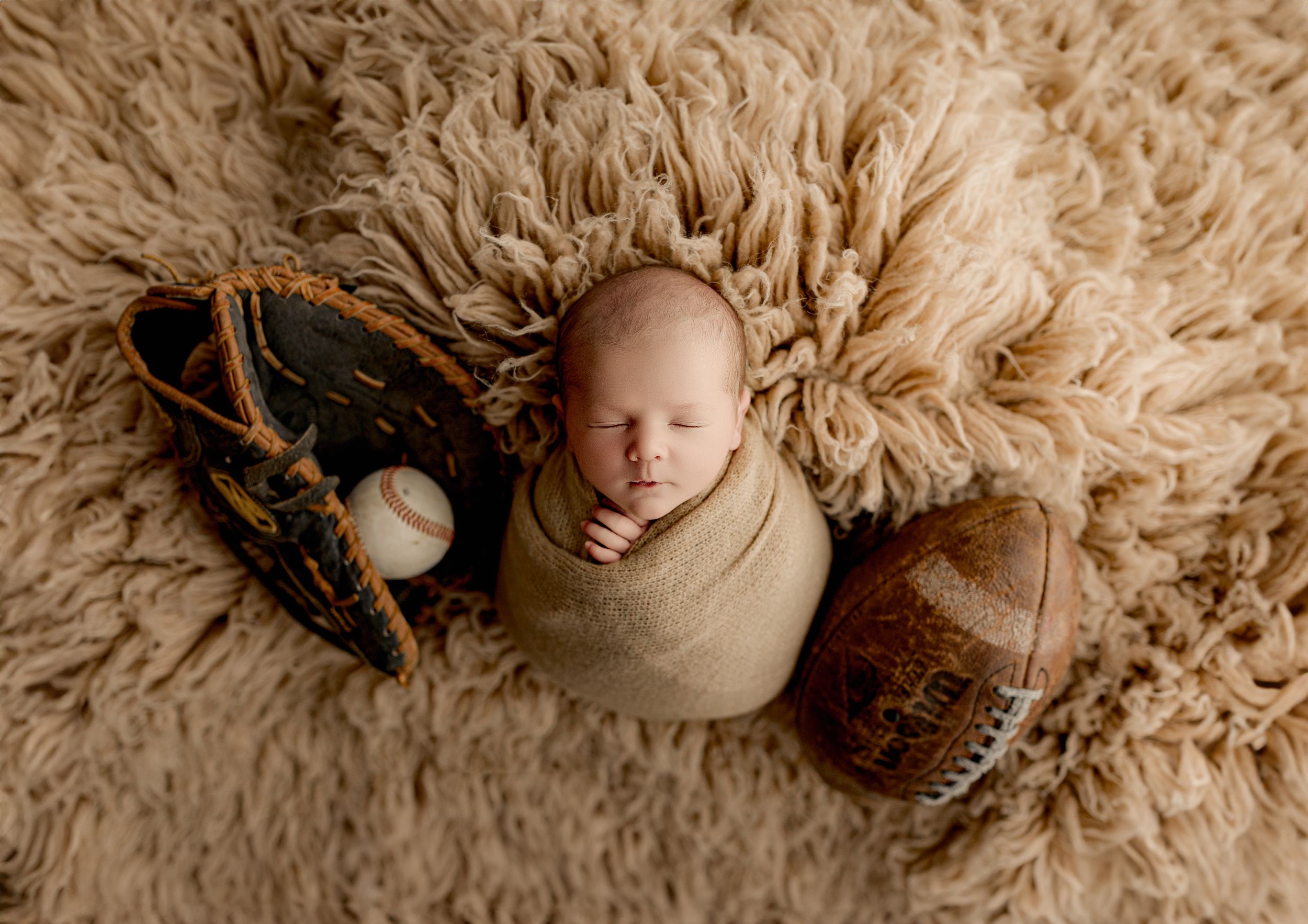Bailey's Photography | Studio Newborn Portraits | Cream and Tan Color Palette