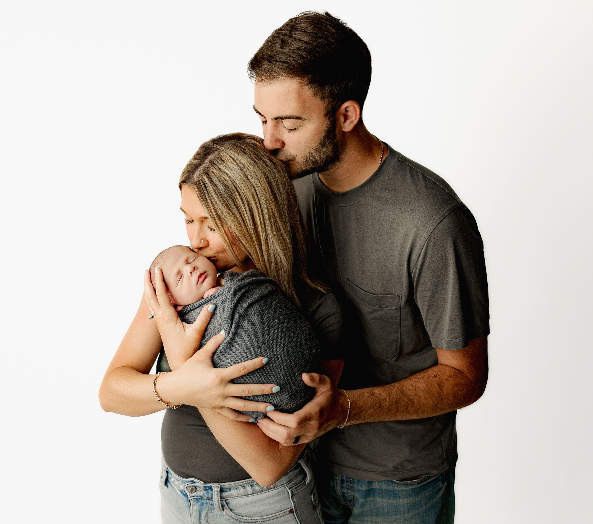 Bailey's Photography | First Family Portrait with Newborn | Clean & Minimalist Studio Style