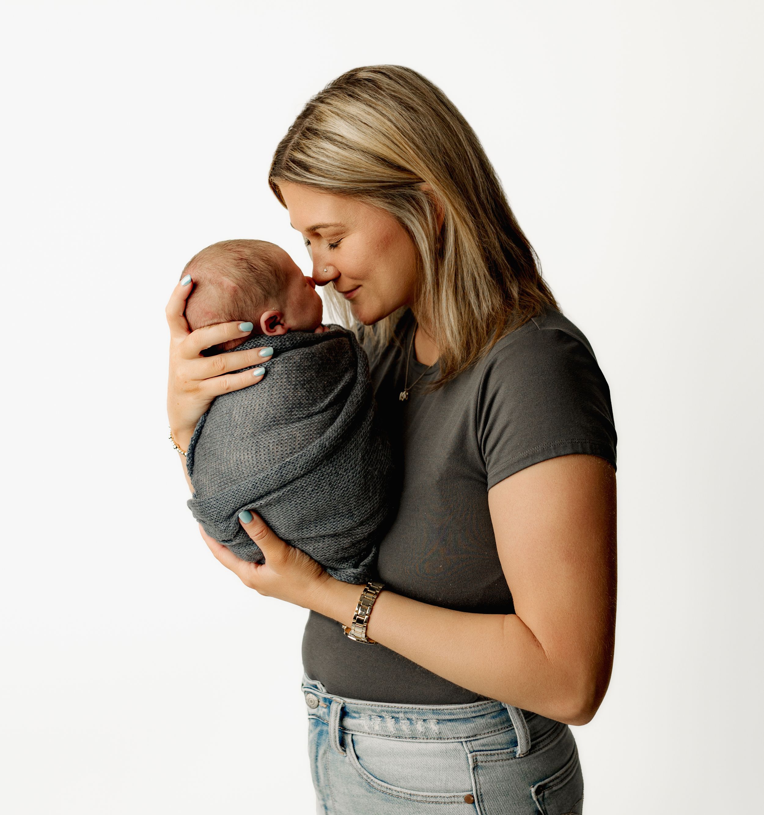 Bailey's Photography | Timeless White Backdrop Family Photo | Newborn and Parents Studio Session