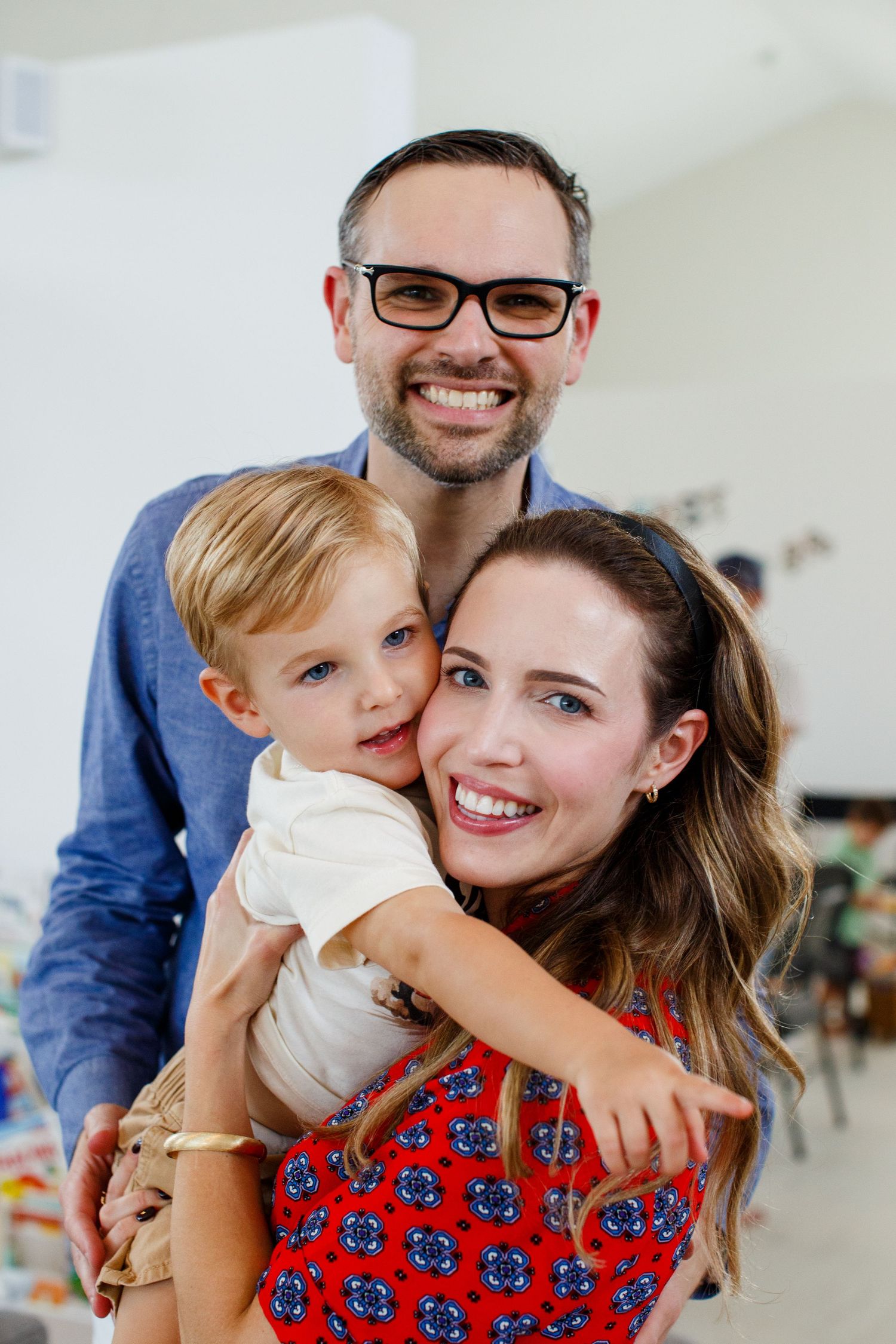 Mother, father, and son at a birthday party in Dorado, Puerto Rico.