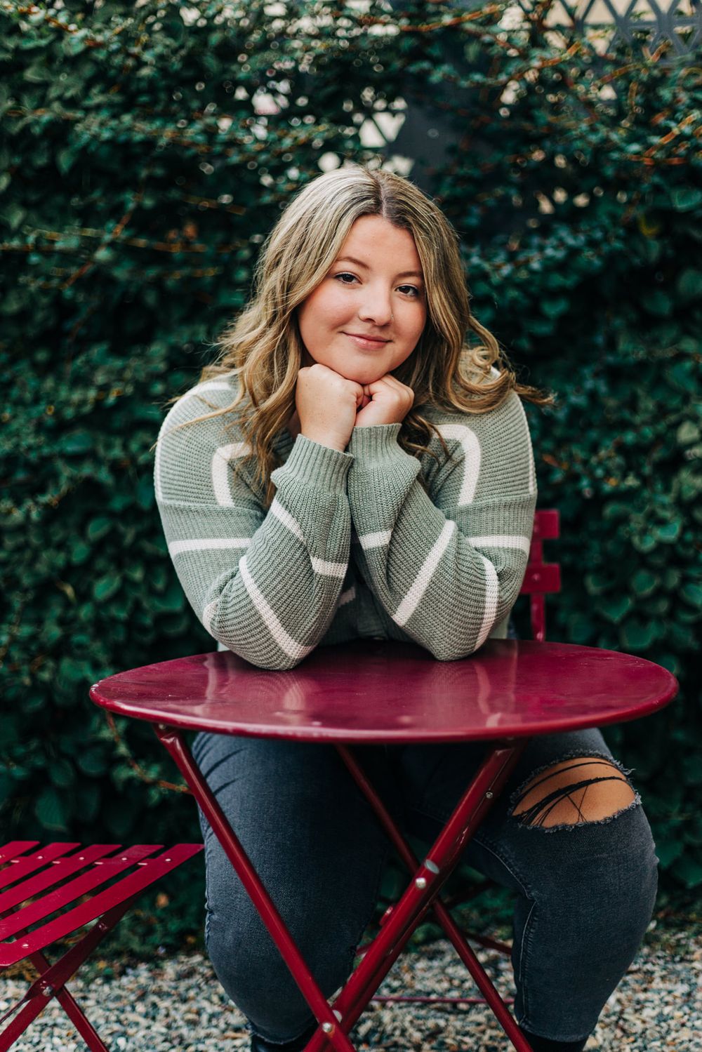 senior photo on table