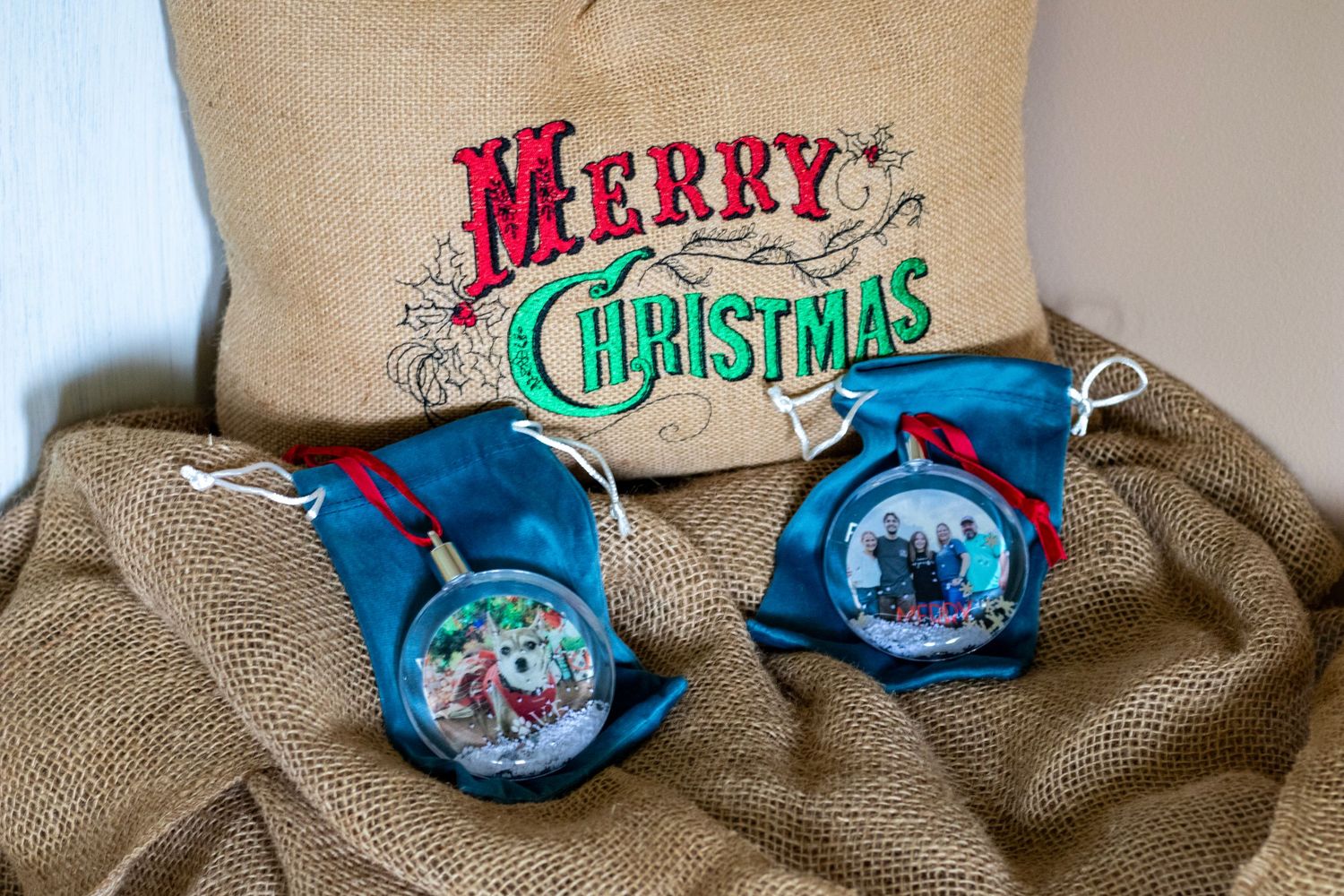 Two Christmas Snow globe ornaments