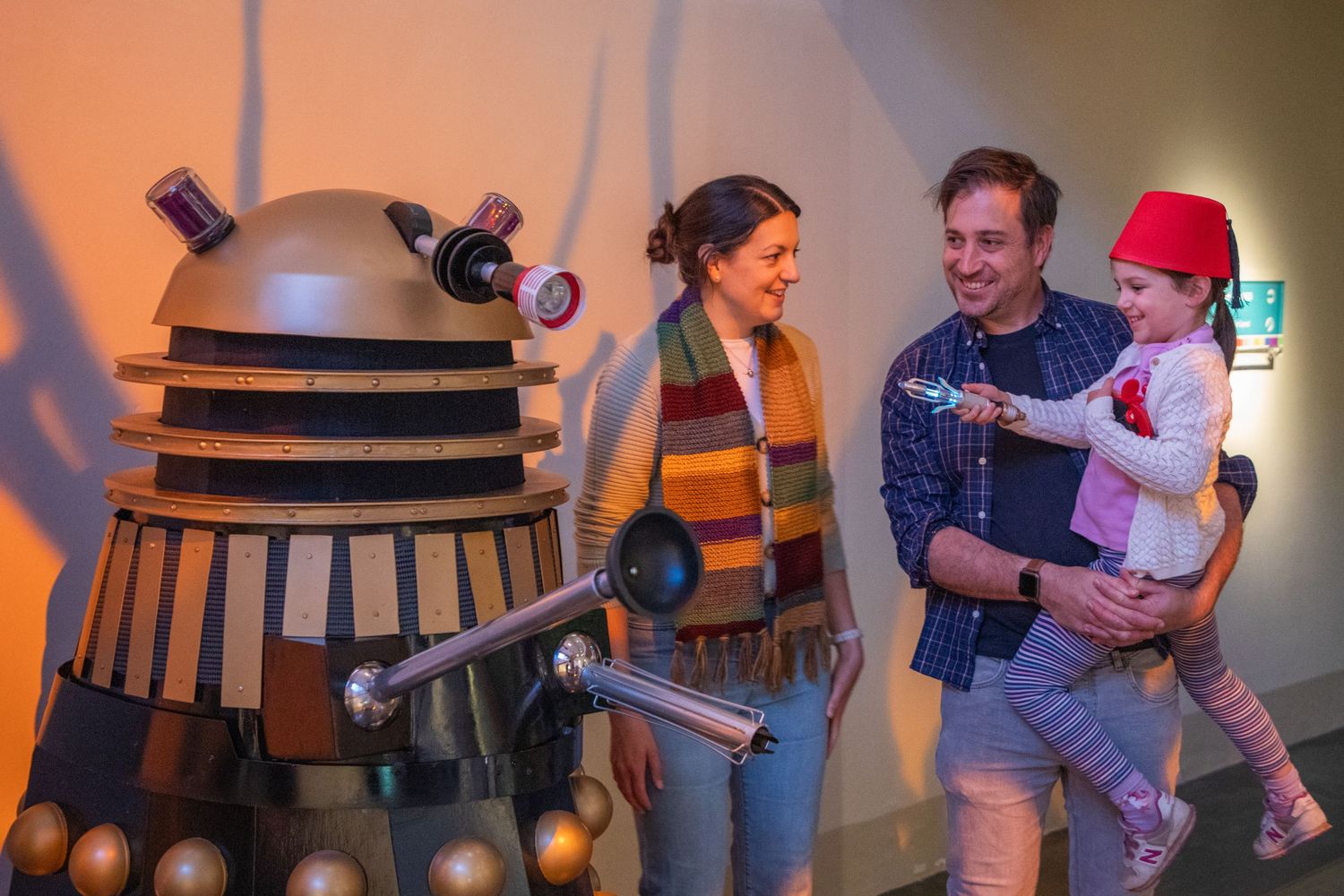 Family in costume with Darlek a Museum of Somerset