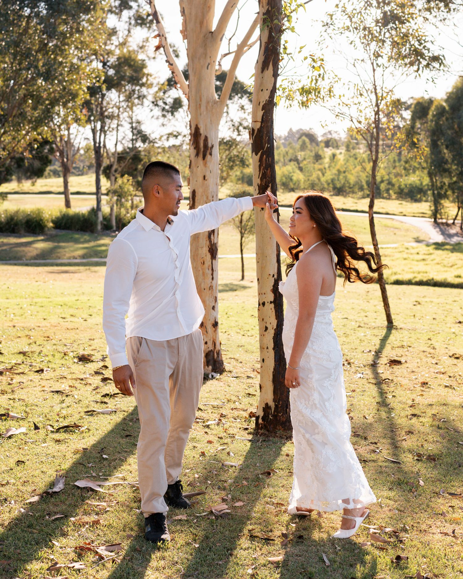 couple dancing in the golden hour during an elopement photoshoot in Western Sydney
