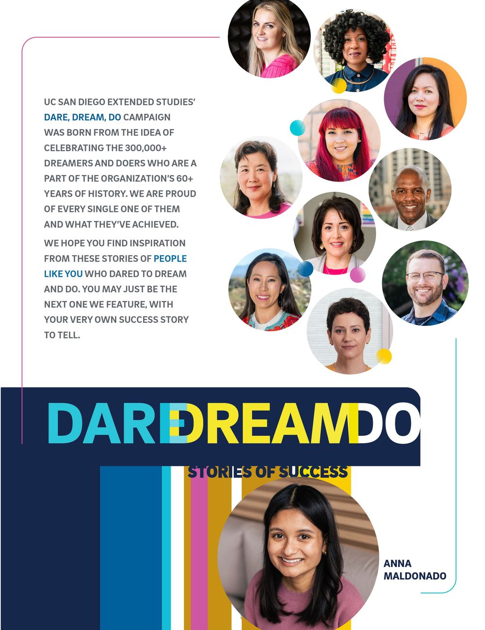 Colorful book cover design featuring circular profile photos and text 'DARDREAMDO' against a dark blue background.