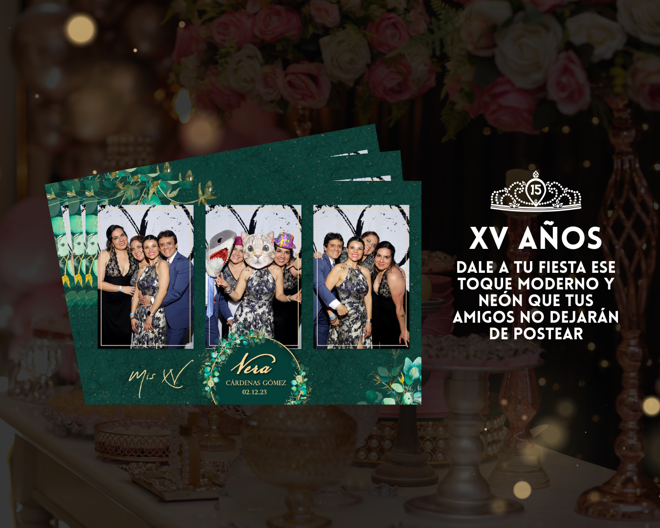 espejo magico para recuerdos divertidos en fiesta de XV años