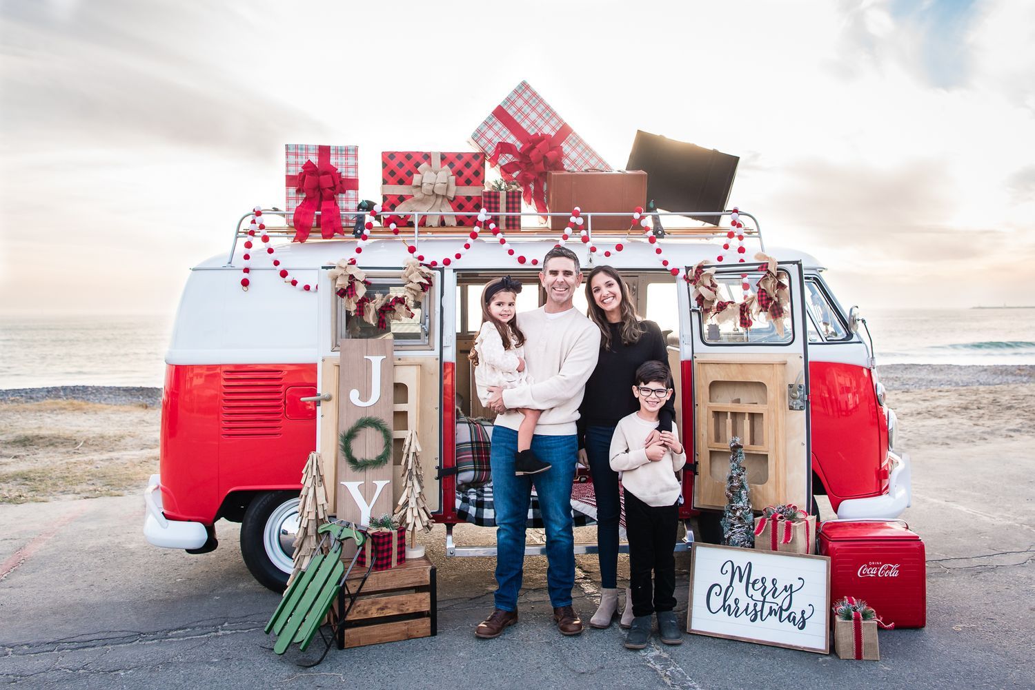 Holiday Family Photoshoot with a VW Bus at Dana Point, CA by Chaotic Perfection Photography