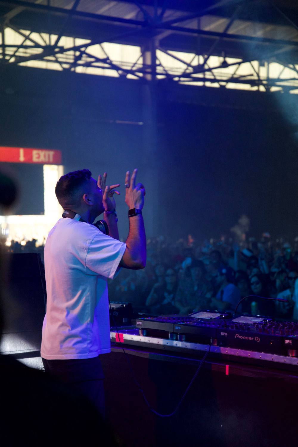 DJ Sammy Virji performing on the warehouse stage at Portola Music Festival in san francisco