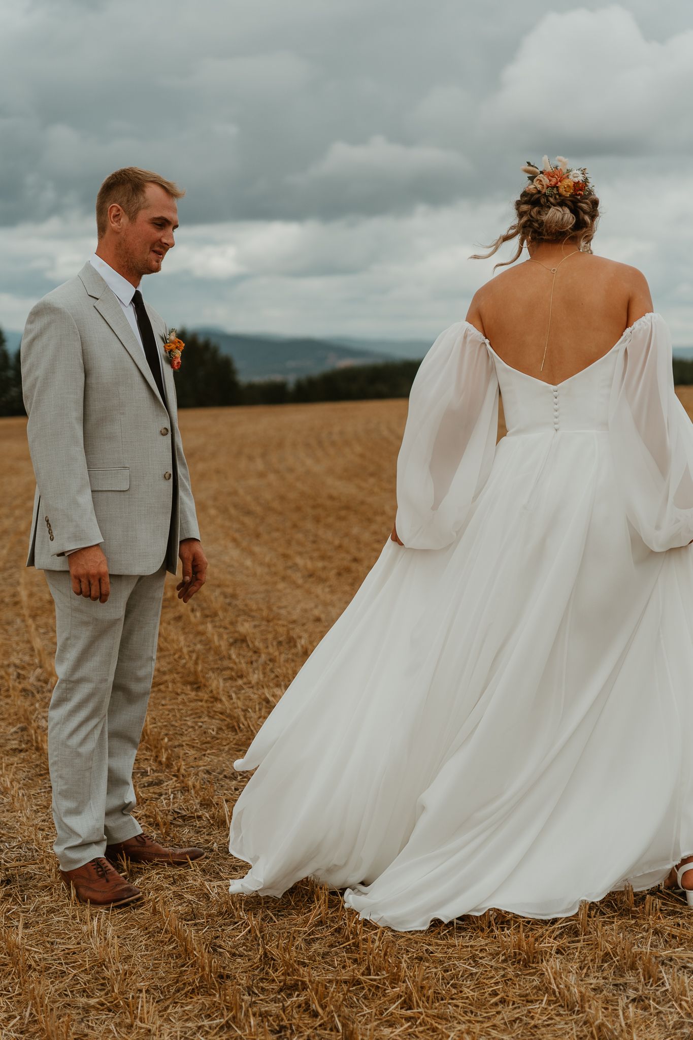 Playful twirl for the groom.