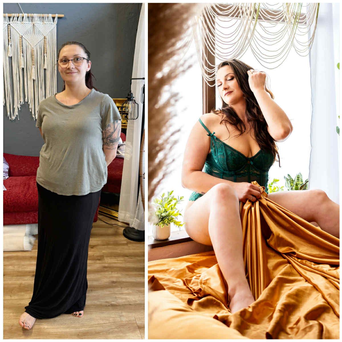 Lifestyle photography session with warm golden tones and natural window lighting.