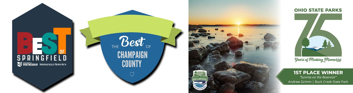 Banner featuring outdoor photography awards and park logos with sunset scenery.
