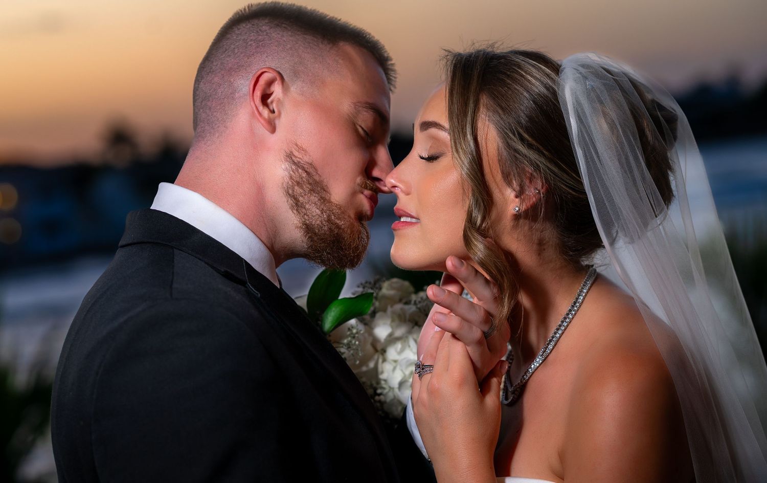 Luxury wedding photographers in Florida captured the bride and groom kicking it during their reception at the Oneil Mansion.