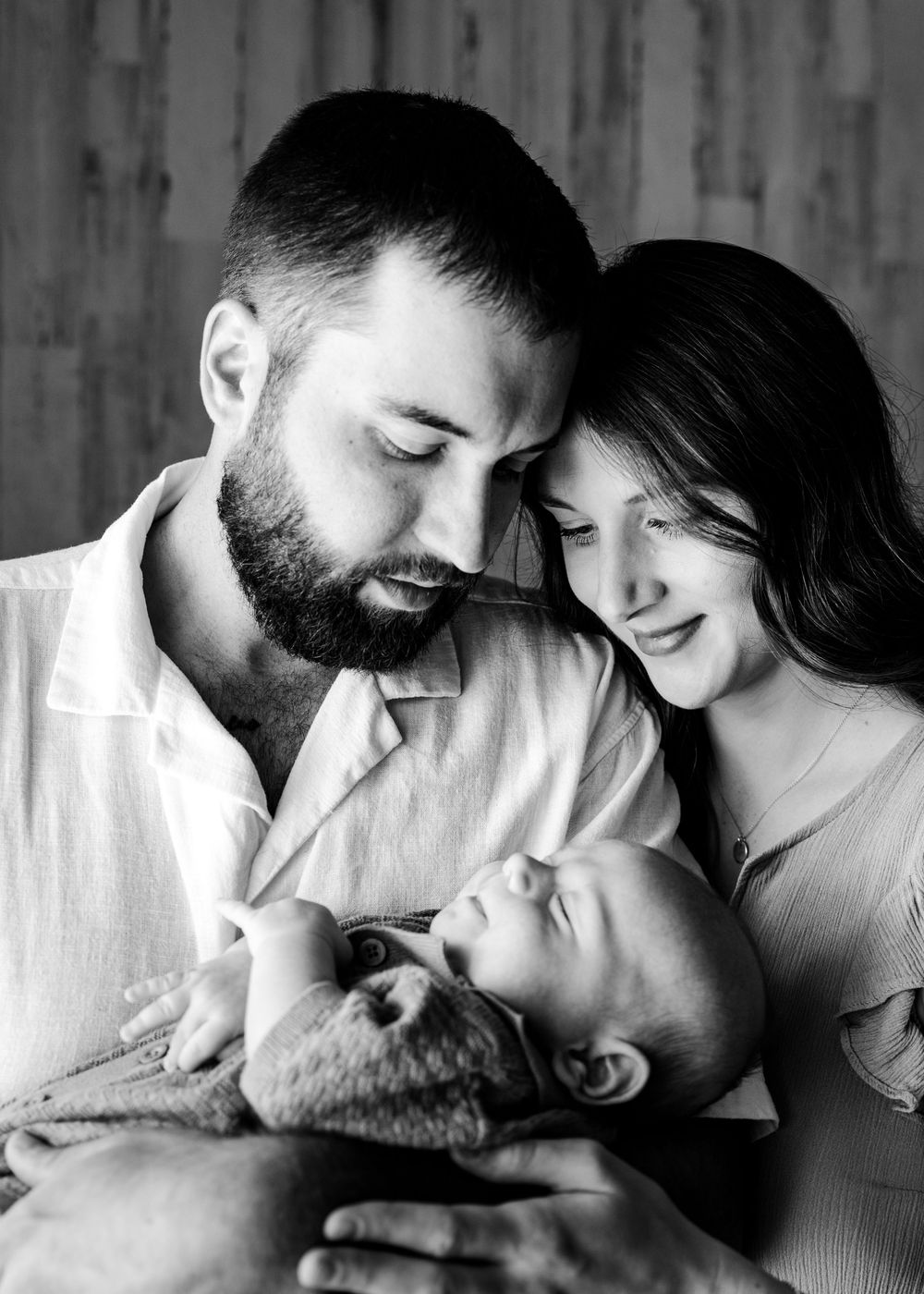 Intimate black and white series of family moments together.