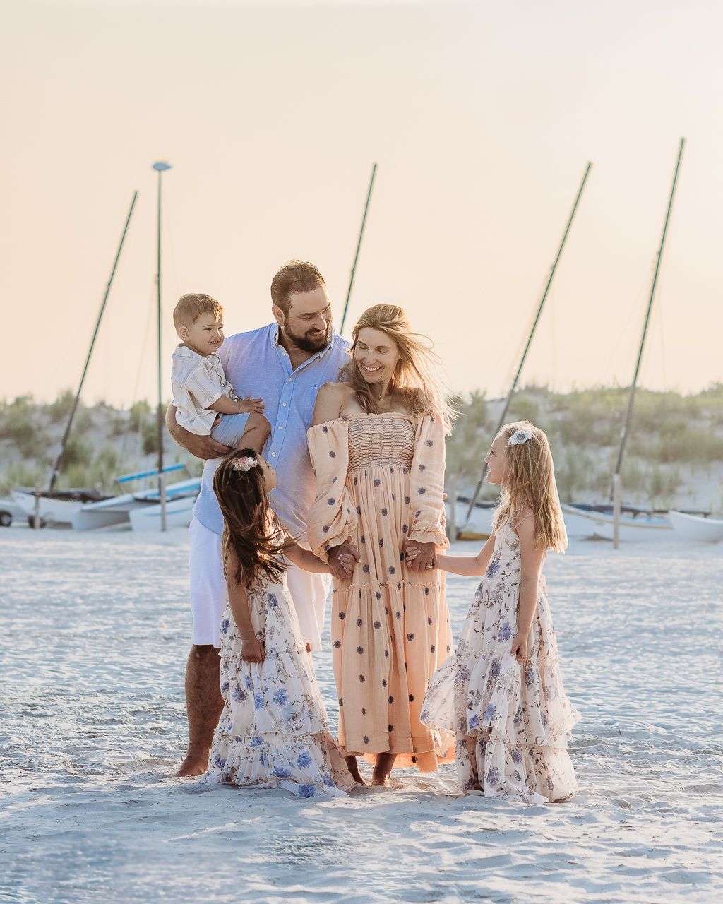 Sunset beach family photos at the Jersey Shore