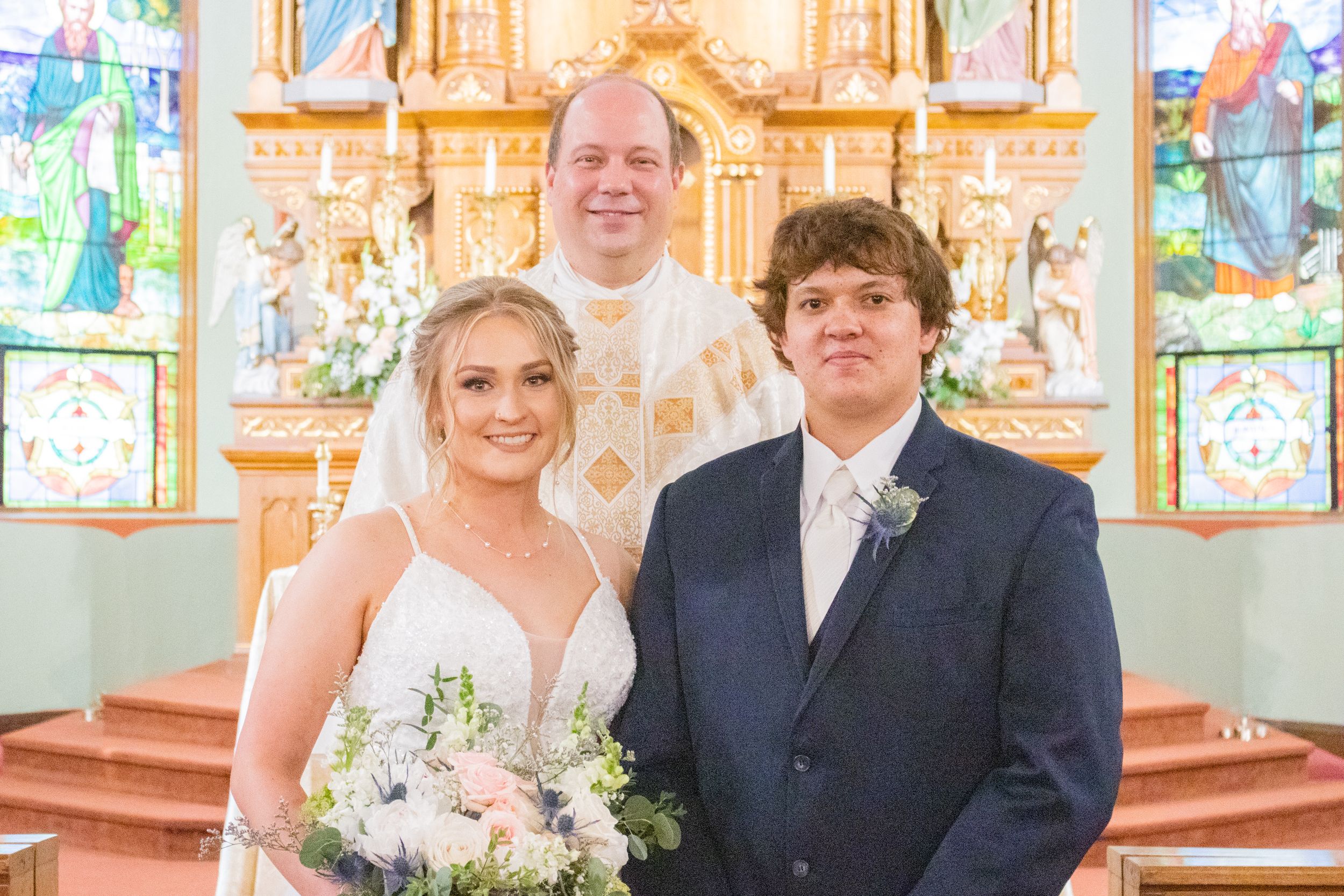 bride groom and father cathedral weddings