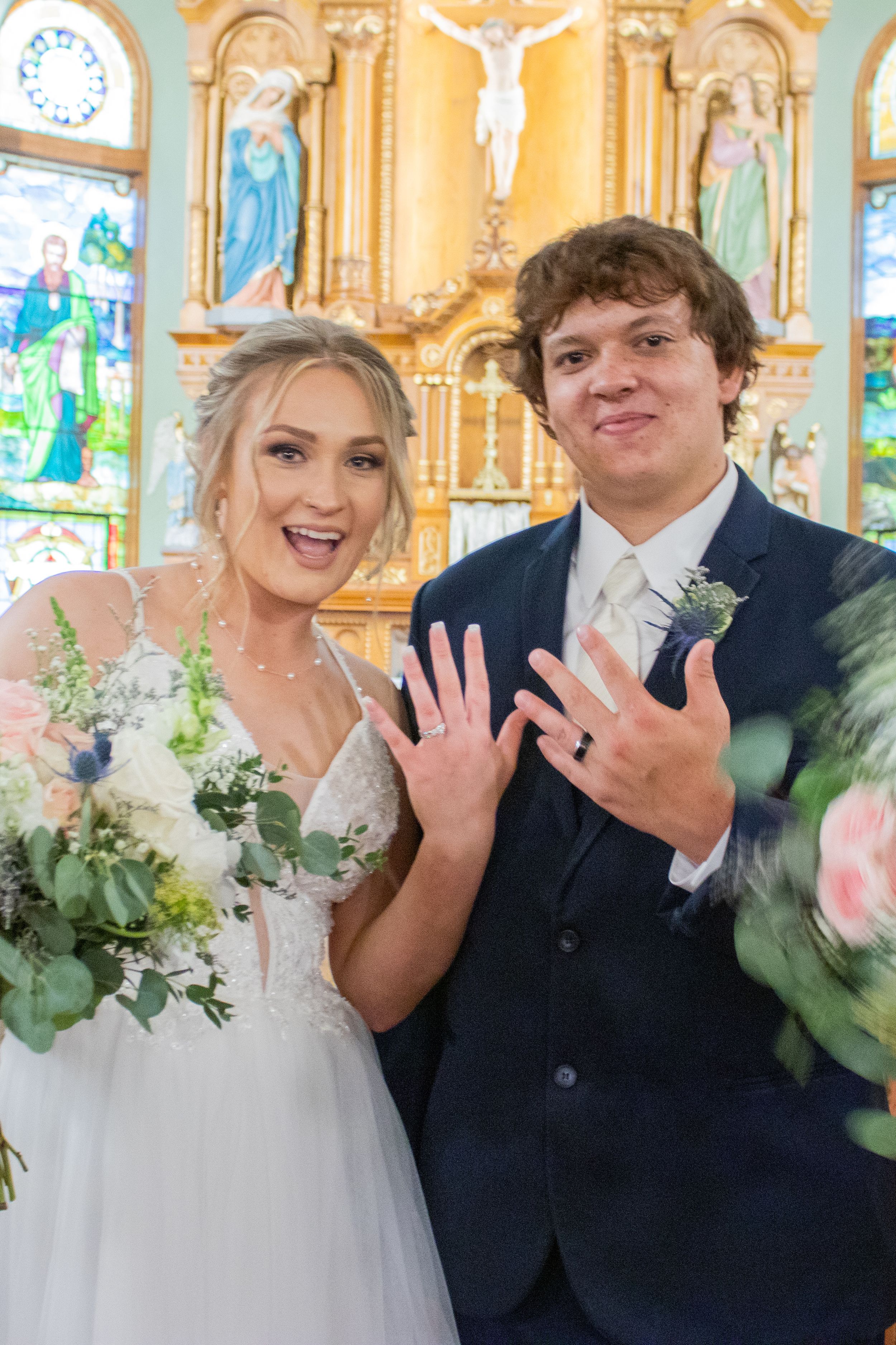 we did it bride and groom