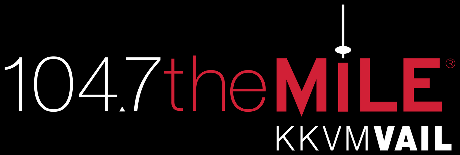 Logos of promoter of Charlie's Pooch Playoffs "104.7 the Mile KKVM Vail"