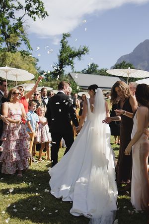 Guests tossing the confetti.