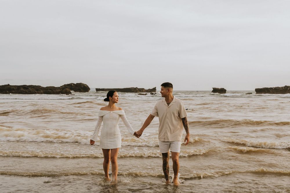 Professional couple portrait session at Bali beach.