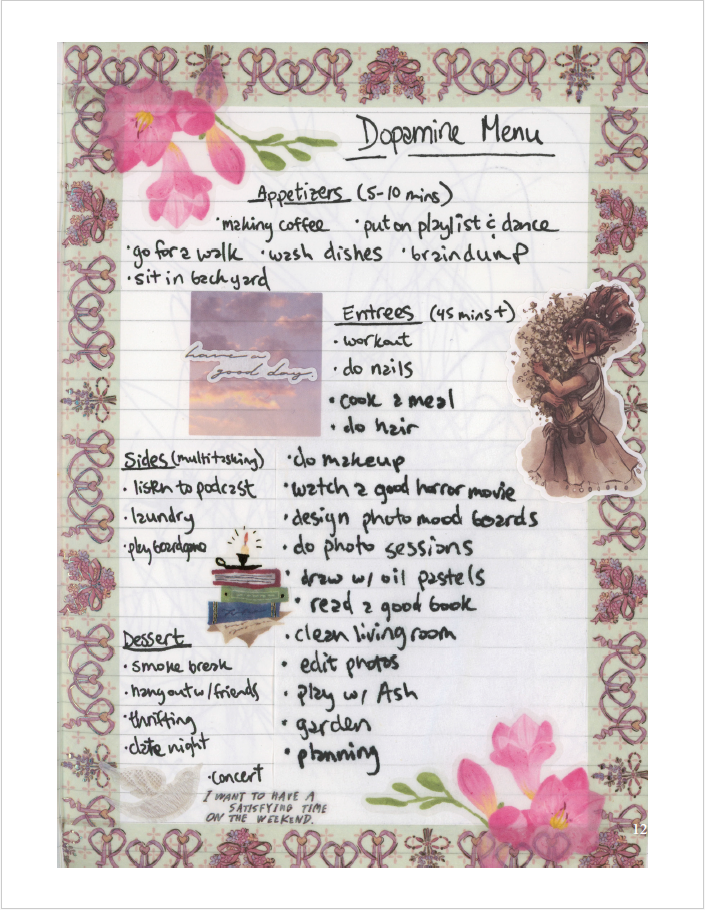 journal entry about self-care
