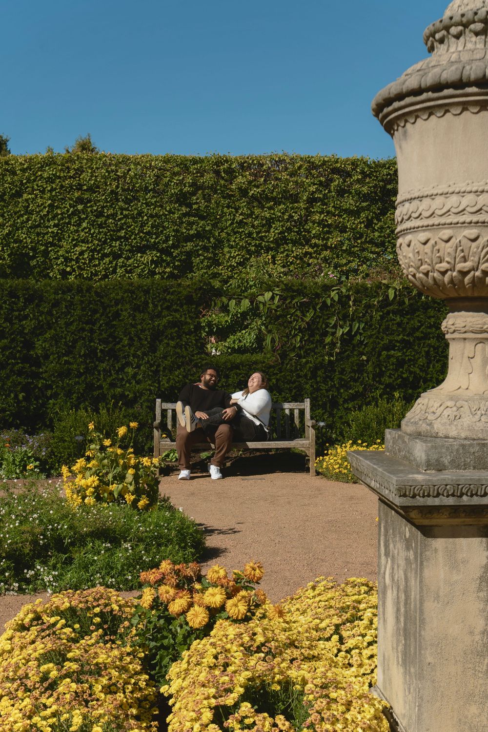 outdoor surprise proposal photoshoot in chicago IL at chicago botanical garden.