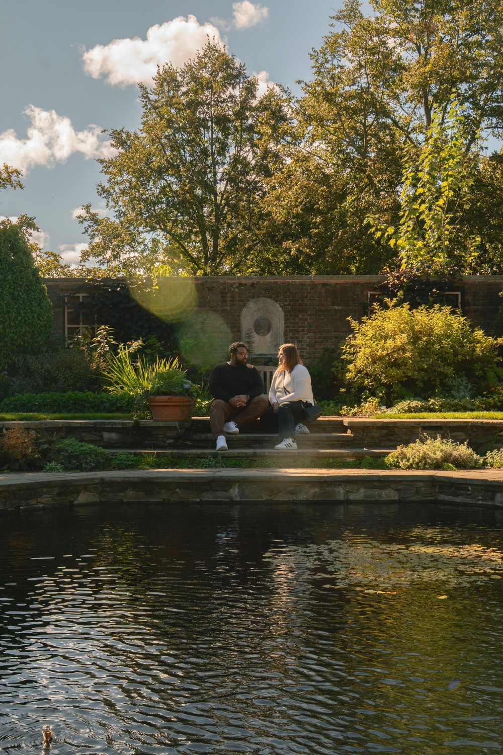 outdoor surprise proposal photoshoot in chicago IL at chicago botanical garden.