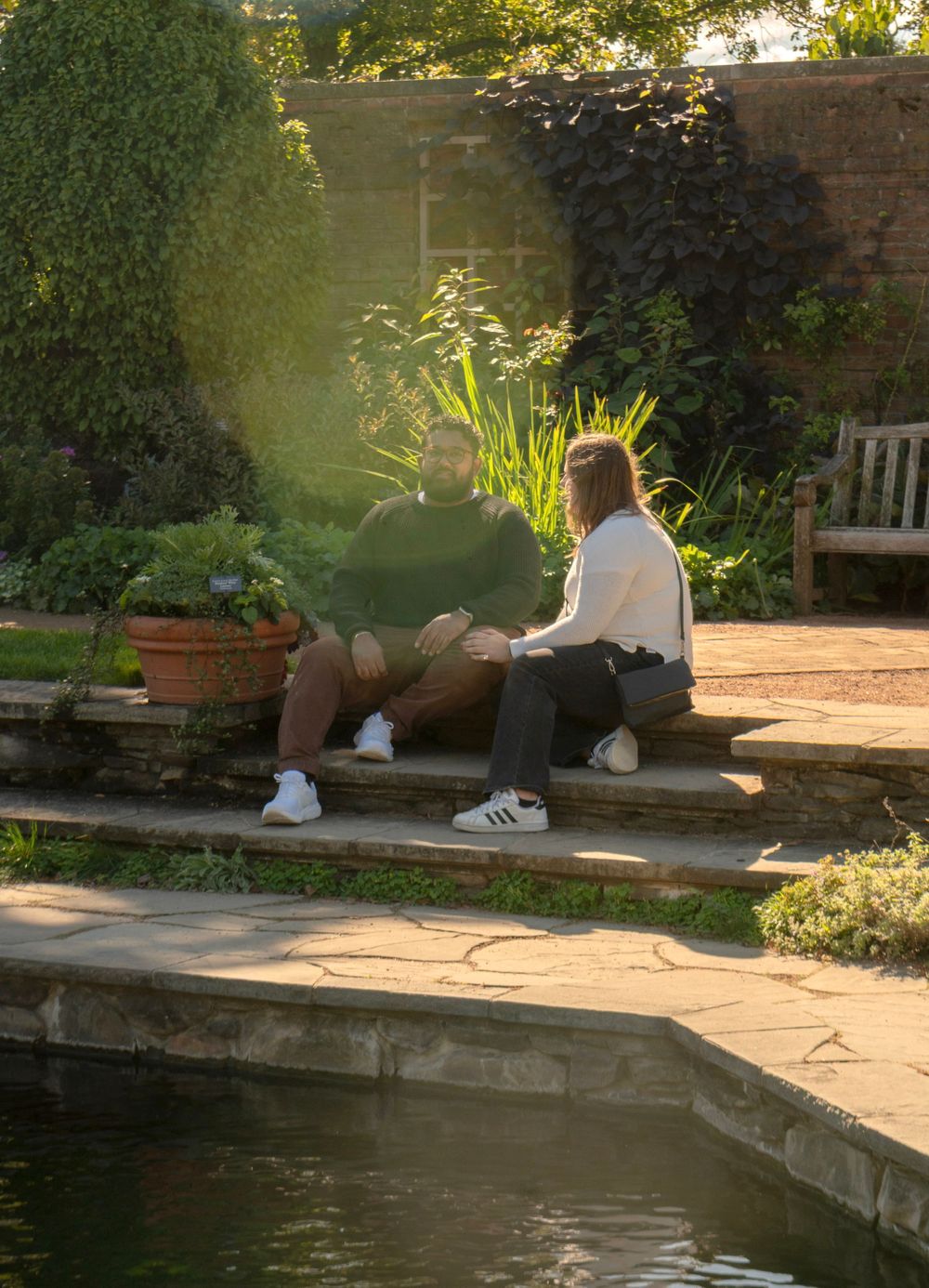 outdoor surprise proposal photoshoot in chicago IL at chicago botanical garden.