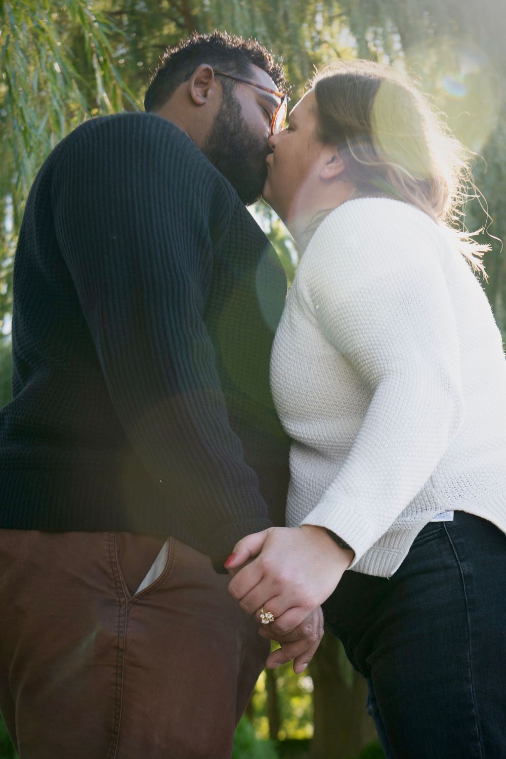 outdoor surprise proposal photoshoot in chicago IL at chicago botanical garden.