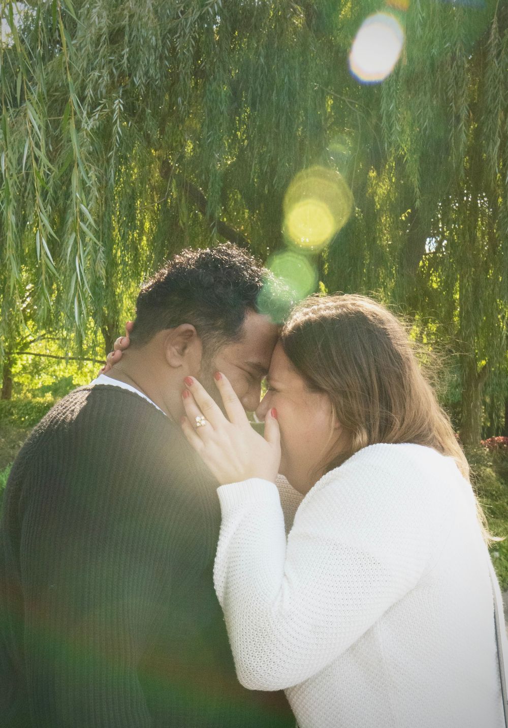 outdoor surprise proposal photoshoot in chicago IL at chicago botanical garden.